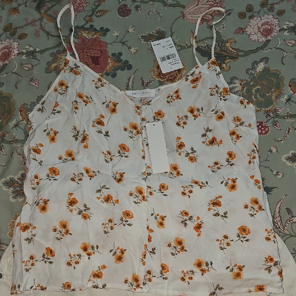 Forever 21 Floral Camisole - White and Orange